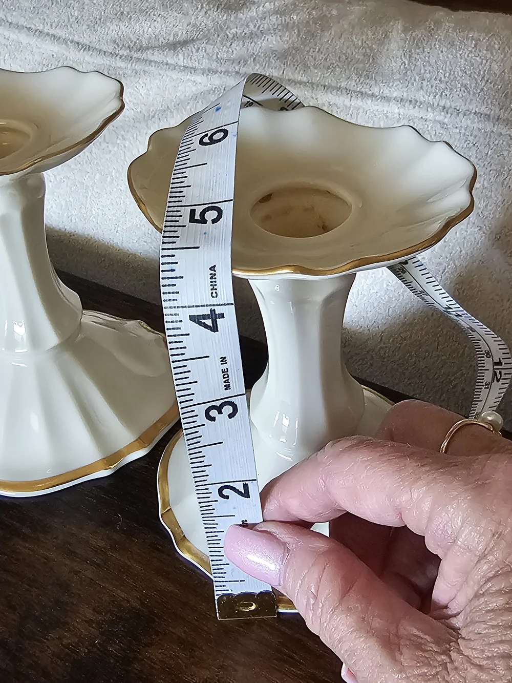 Lenox Symphony Pair Of Cream Gold Candlestick Holders
